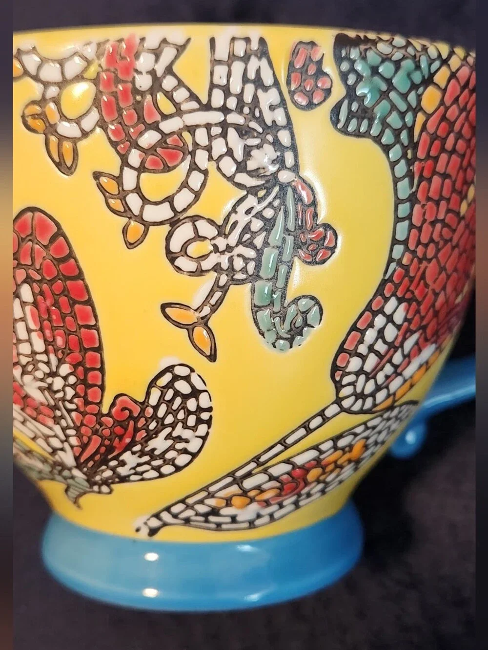Vibrant World Market Taised Mosiac Butterfly Coffee Mug 16 oz